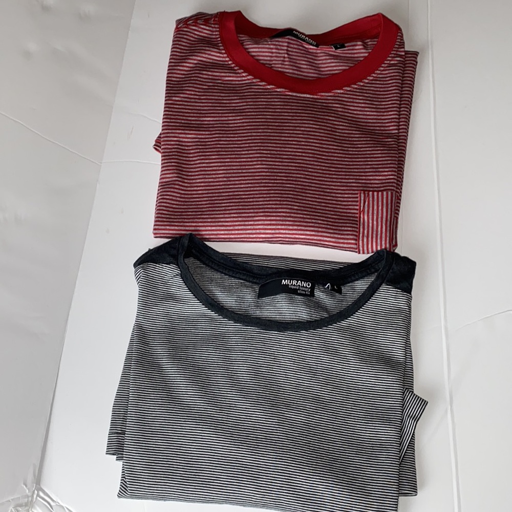 Murano Liquid Luxury Slim Fit Stripe Shirt Bundle Lot of 2